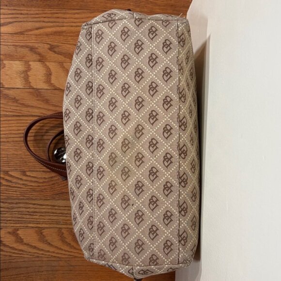 Vintage Dooney & Bourke Monogram Chiara Tote Bag Purse Brown - Picture 8 of 16